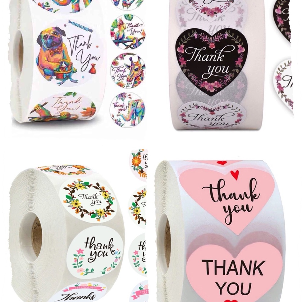4 rolls of thank you stickers (500pc per roll)